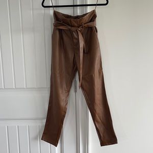 Faux leather paperboy style pants